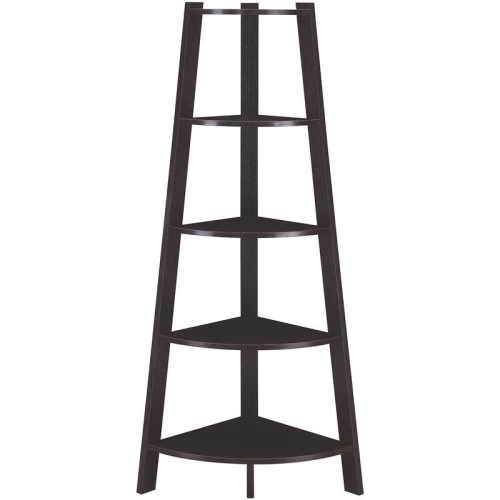 Convenience Concepts Newport 5-Tier Wide Corner Bookcase in Espresso Wood