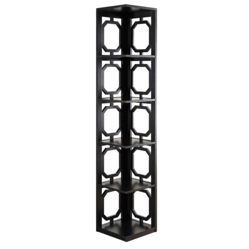 Scranton & Co 5 Shelf Corner Bookcase in Black