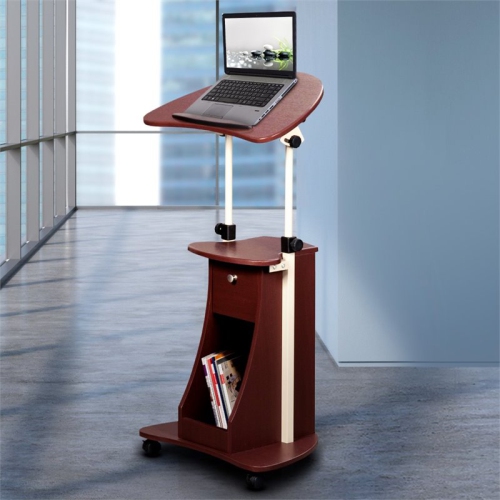 Scranton & Co Deluxe Height Adjustable Laptop Cart in Chocolate
