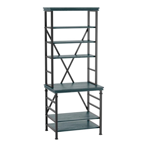 FURNITURE OF AMERICA  Garna Industrial Metal 6-Shelf Bookcase In Antique In Blue