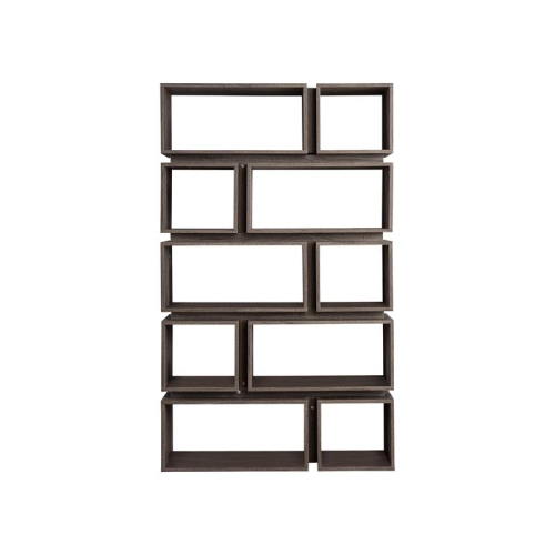 Bowery Hill Geometric Wood Bookcase in Distressed Gray