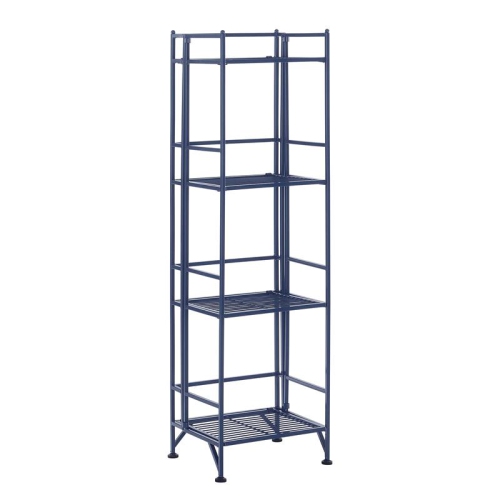 Convenience Concepts Xtra Storage Four-Tier Folding Shelf with Blue Metal Frame