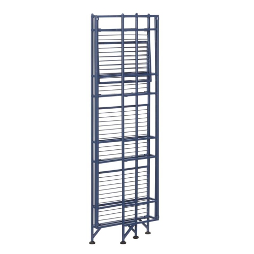 Convenience Concepts Xtra Storage Four-Tier Folding Shelf with Blue Metal Frame