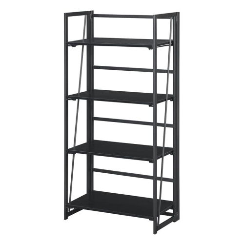 CONVENIENCE CONCEPTS  Xtra Folding Four-Tier Bookshelf In Wood Finish In Black