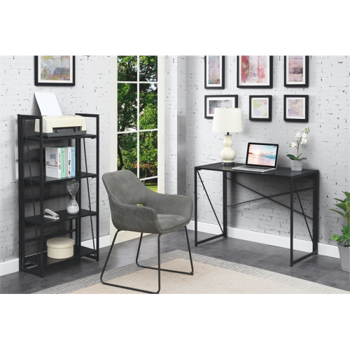 Convenience Concepts Xtra Folding Four-Tier Bookshelf in Black Wood Finish