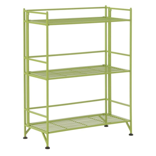 Convenience Conecpts Xtra Storage Three-Tier Wide Folding Shelf in Green Metal