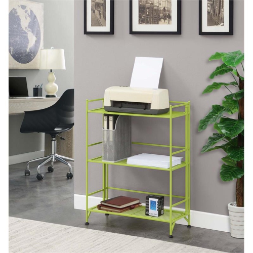 Convenience Conecpts Xtra Storage Three-Tier Wide Folding Shelf in Green Metal
