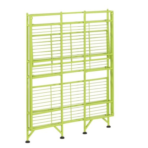Convenience Conecpts Xtra Storage Three-Tier Wide Folding Shelf in Green Metal