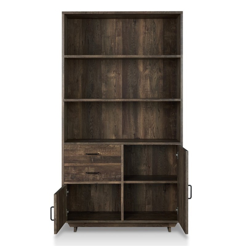 Bowery Hill Transitional Wood 3-Shelf Bookcase in Reclaimed Oak
