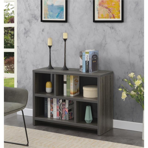 Convenience Concepts Northfield Console Three-Tier Bookcase in Gray Wood Finish