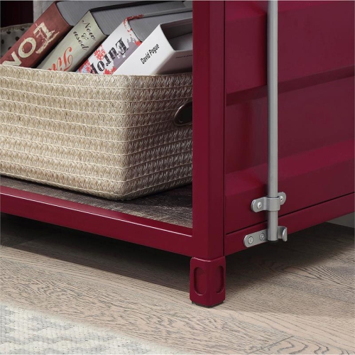 Furniture of America Mandom Modern Metal 4-Shelf Bookcase in Red Powder Coating