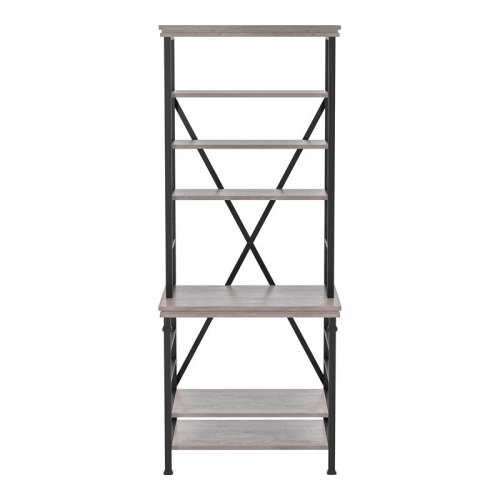 FURNITURE OF AMERICA  Garna Industrial Metal 6-Shelf Bookcase In Antique In White