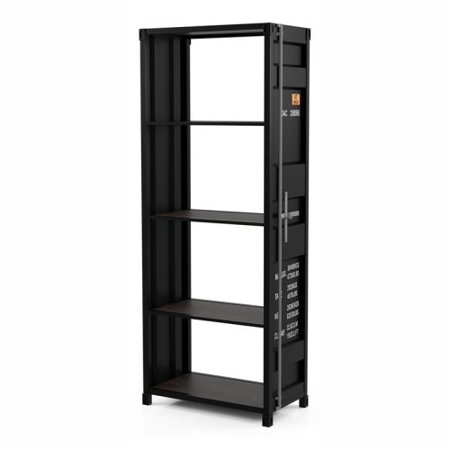 Furniture of America Mandom Modern Metal 4-Shelf Bookcase in Sand Black