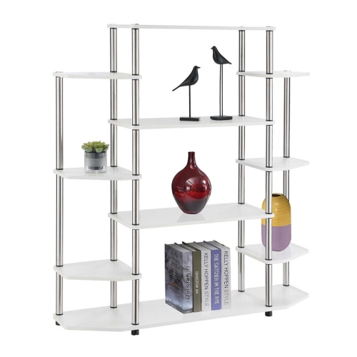 Convenience Concepts Designs2Go Wall Unit Bookcase in White Wood and Stainless