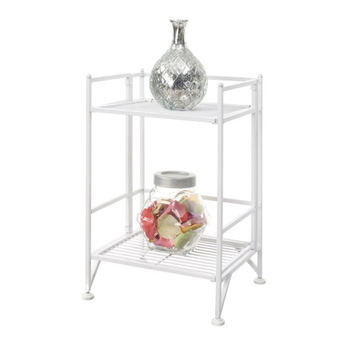 PEMBERLY ROW  Two-Tier Folding Shelf In Metal Finish In White