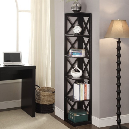 SCRANTON & CO  5 Shelf Corner Bookcase In In Black