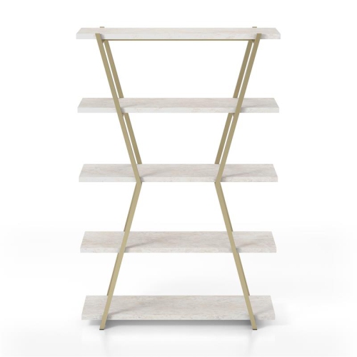 FURNITURE OF AMERICA  Ketano Metal 4-Shelf Bookcase In Champagne In Gold