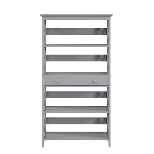 Convenience Concepts Oxford Five-Tier Bookcase with Drawer in Gray Wood Finish