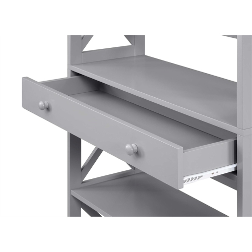 Convenience Concepts Oxford Five-Tier Bookcase with Drawer in Gray Wood Finish