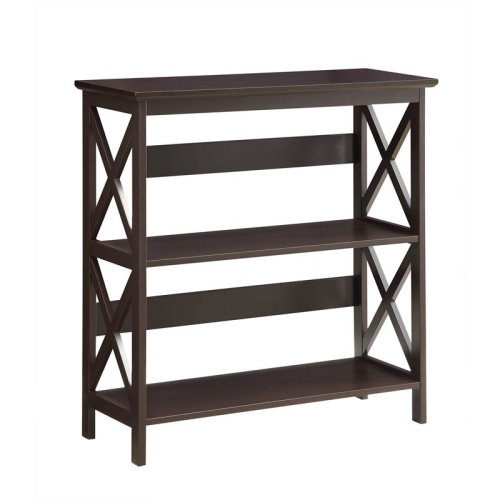 Pemberly Row Three-Tier Bookcase in Espresso Wood Finish