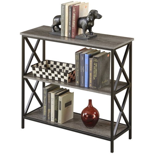 Convenience Concepts Tucson Three-Tier Bookcase in Weathered Gray Wood Finish