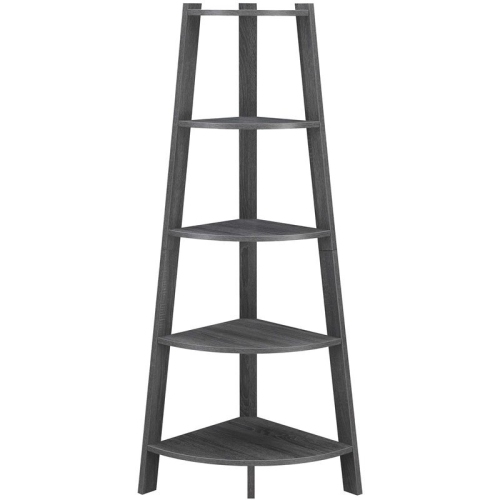 CONVENIENCE CONCEPTS  Newport 5-Tier Wide Corner Bookcase In Wood In Gray
