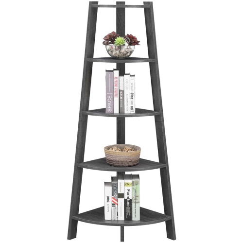 Convenience Concepts Newport 5-Tier Wide Corner Bookcase in Gray Wood