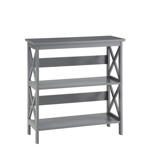 Convenience Concepts Oxford Three-Tier Bookcase in Gray Wood Finish