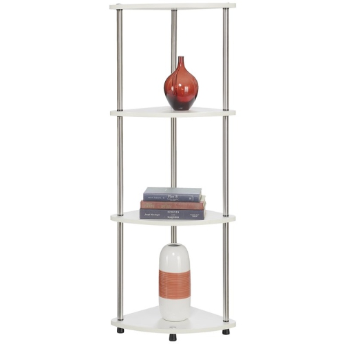 Convenience Concepts Designs2Go Four-Tier Corner Shelf in White Wood Finish