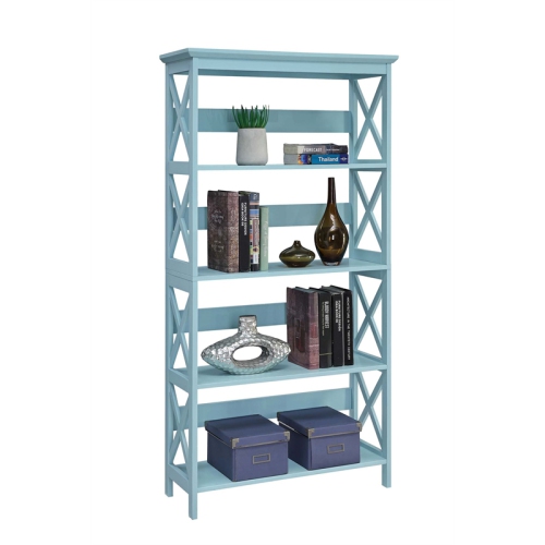 Convenience Concepts Oxford Five-Tier Bookcase in Seafoam Blue Wood Finish