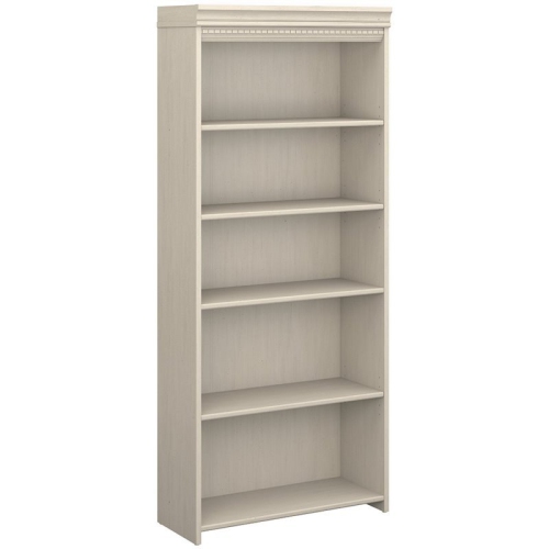 BOWERY HILL  5 Shelf Bookcase In Antique - Engineered Wood In White