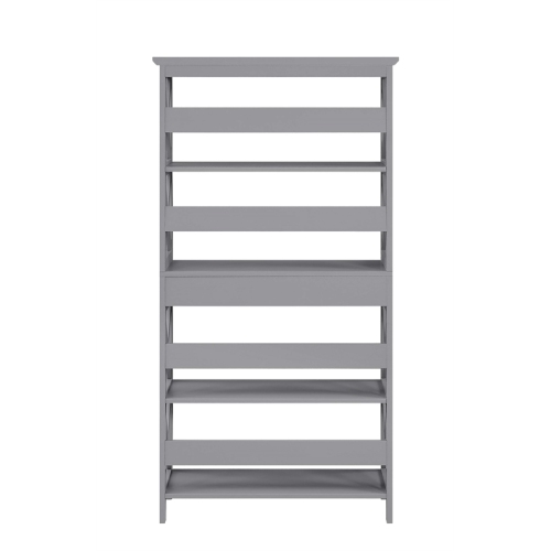 Pemberly Row Five-Tier Bookcase with Drawer in Gray Wood Finish