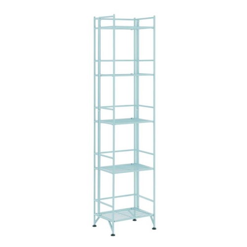 Pemberly Row Five-Tier Folding Shelf in Green Metal