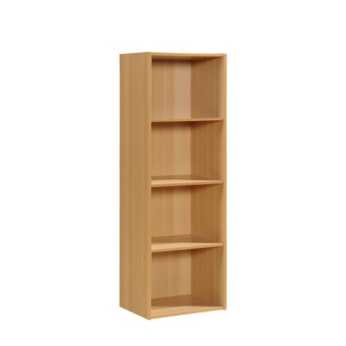 Pemberly Row Four Shelf Multi-Purpose Wooden Bookcase in Beige Finish