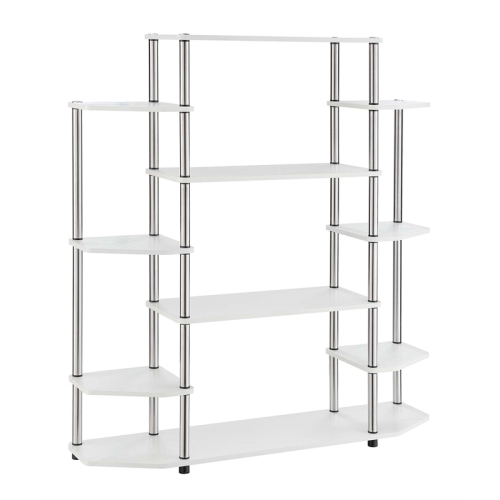 Pemberly Row Wall Unit Bookcase in White Wood and Stainless