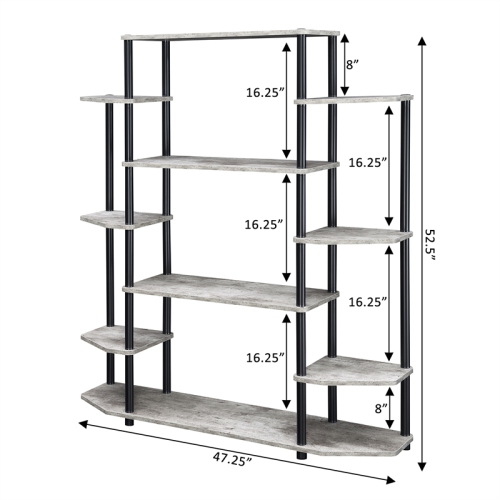 Convenience Concepts Designs2Go Wall Unit Bookshelf in Gray Faux Birch Wood