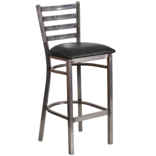 PEMBERLY ROW  31" Transitional Metal Ladder Back Restaurant Bar Stool In In Black