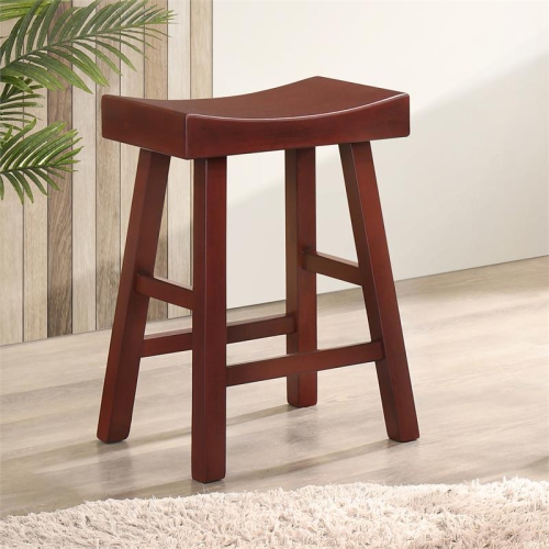 Furniture of America Epping Wood 24-Inch Saddle Stool in Dark Cherry