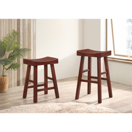 Furniture of America Epping Wood 24-Inch Saddle Stool in Dark Cherry
