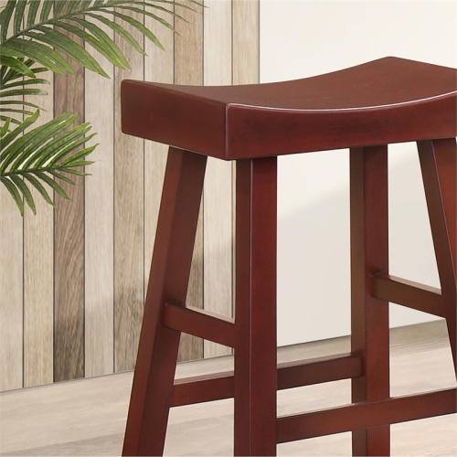 Furniture of America Epping Wood 24-Inch Saddle Stool in Dark Cherry