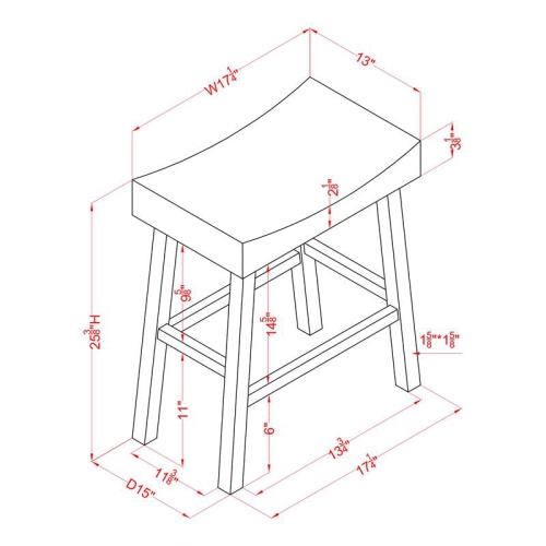 Furniture of America Epping Wood 24-Inch Saddle Stool in Dark Cherry