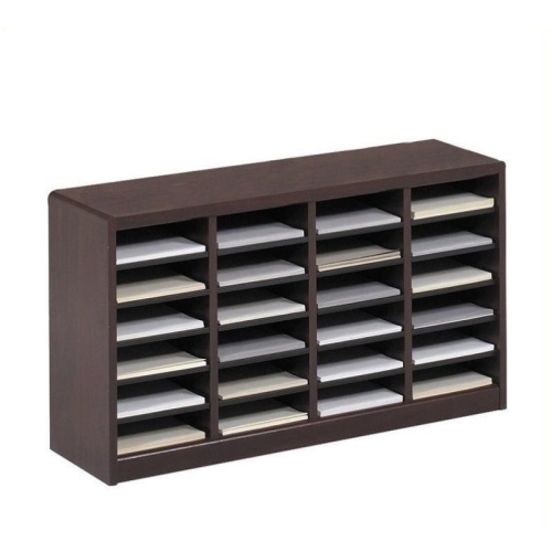 Scranton & Co Mahogany Wood Mail Organizer - 24 Compartments
