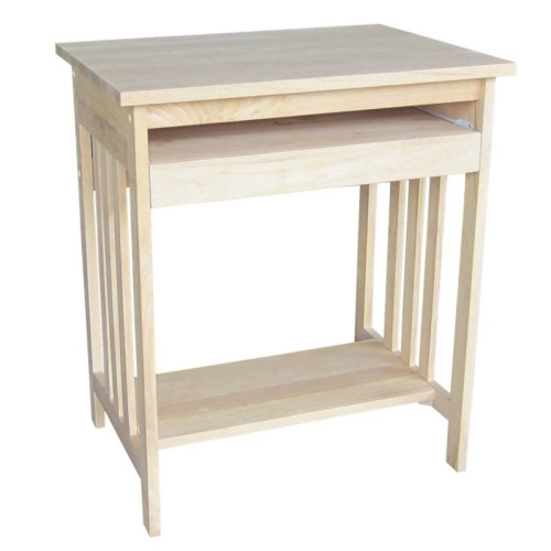 Pemberly Row Unfinished Mission Wood Computer Cart