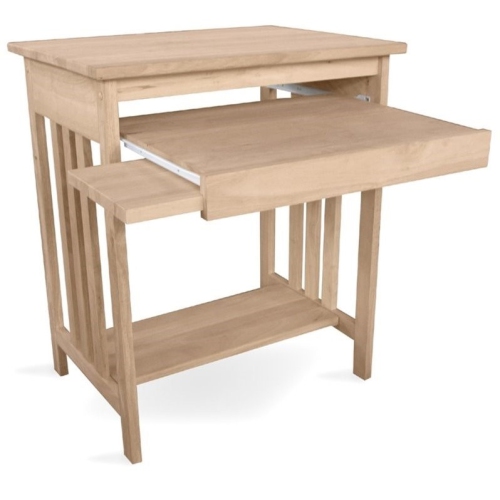 Pemberly Row Unfinished Mission Wood Computer Cart