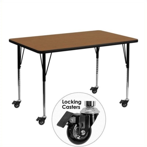 BOWERY HILL  31" X 24" Thermal Fused Top Mobile Activity Table In Oak