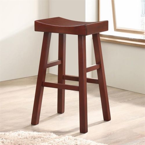 Furniture of America Epping Wood 29-Inch Saddle Stool in Dark Cherry