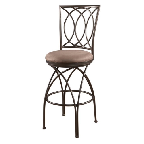 Bowery Hill 30" Transitional Metal/Fabric Bar Stool in Beige/Bronze