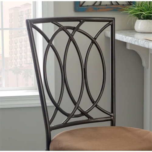 Bowery Hill 30" Transitional Metal/Fabric Bar Stool in Beige/Bronze