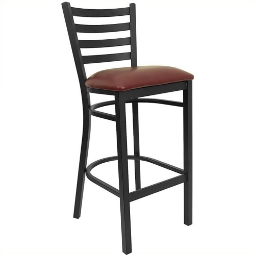 BOWERY HILL  31" Ladder Back Bar Stool In In Burgundy