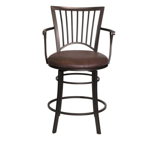 Bayview Metal Swivel Counter Stool with Coach Brown Microsuede Seat